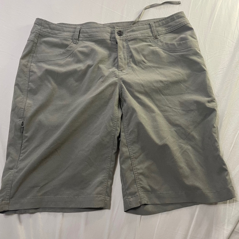 KUHL Shorts Women 14 green/gray Hiking Outdoor Performance Cargo Utility Pockets